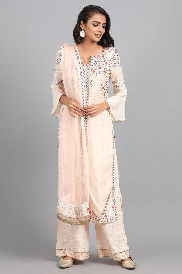 Pink Round Neck Printed kurta