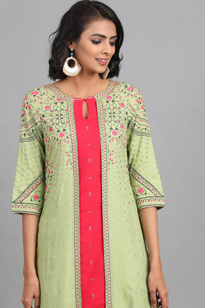Blue Round Neck Embellished kurta Set - wforwoman