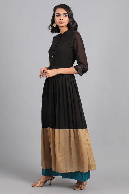 Black &amp; Golden Kaleido kurta Dress - wforwoman