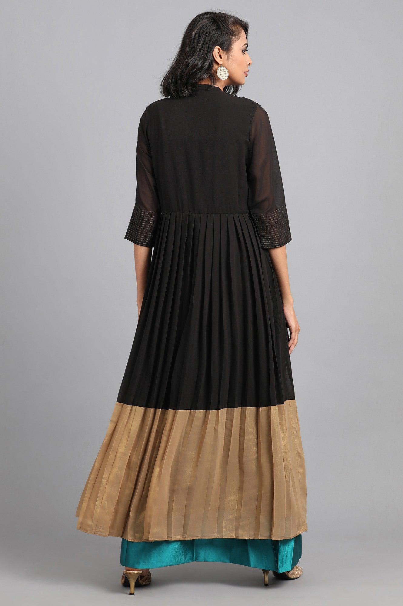 Black &amp; Golden Kaleido kurta Dress - wforwoman