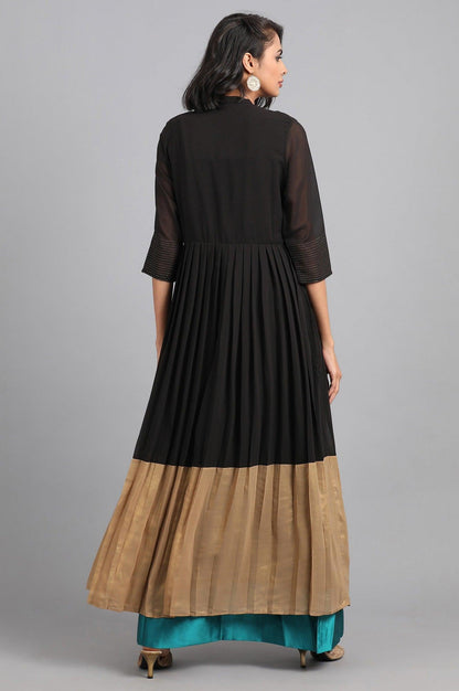 Black &amp; Golden Kaleido kurta Dress - wforwoman