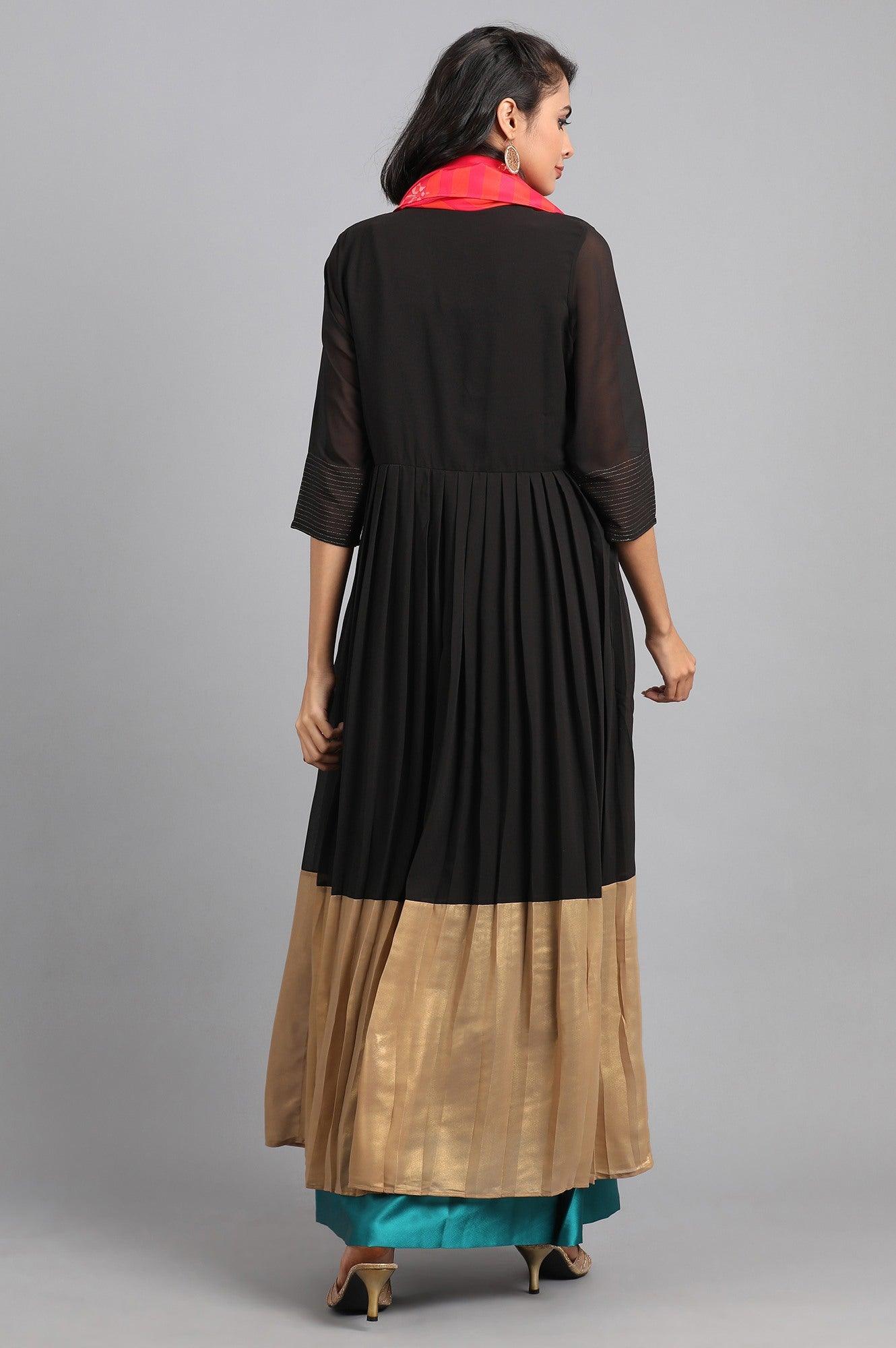 Black &amp; Golden Kaleido kurta Dress - wforwoman