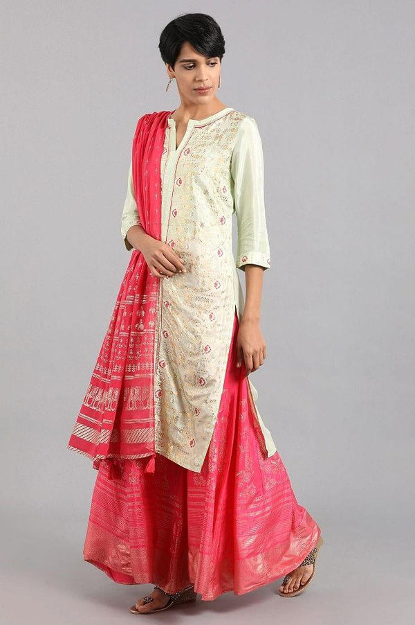 Green Round Neck Printed kurta