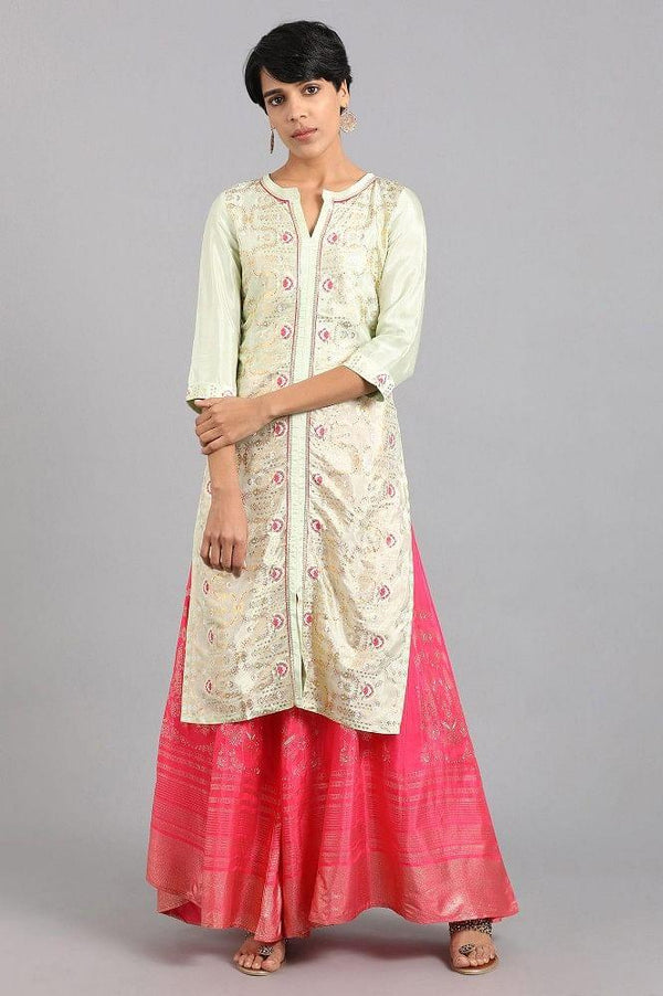 Green Round Neck Printed kurta
