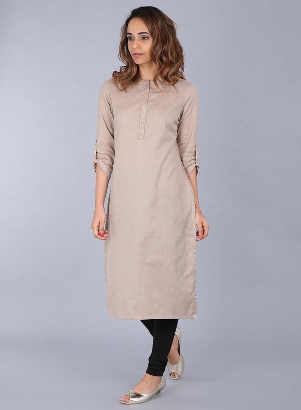 Beige Mandarin Neck kurta
