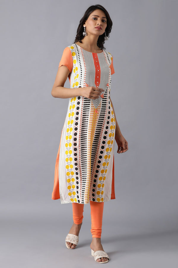 Multicolor Round Neck Printed kurta