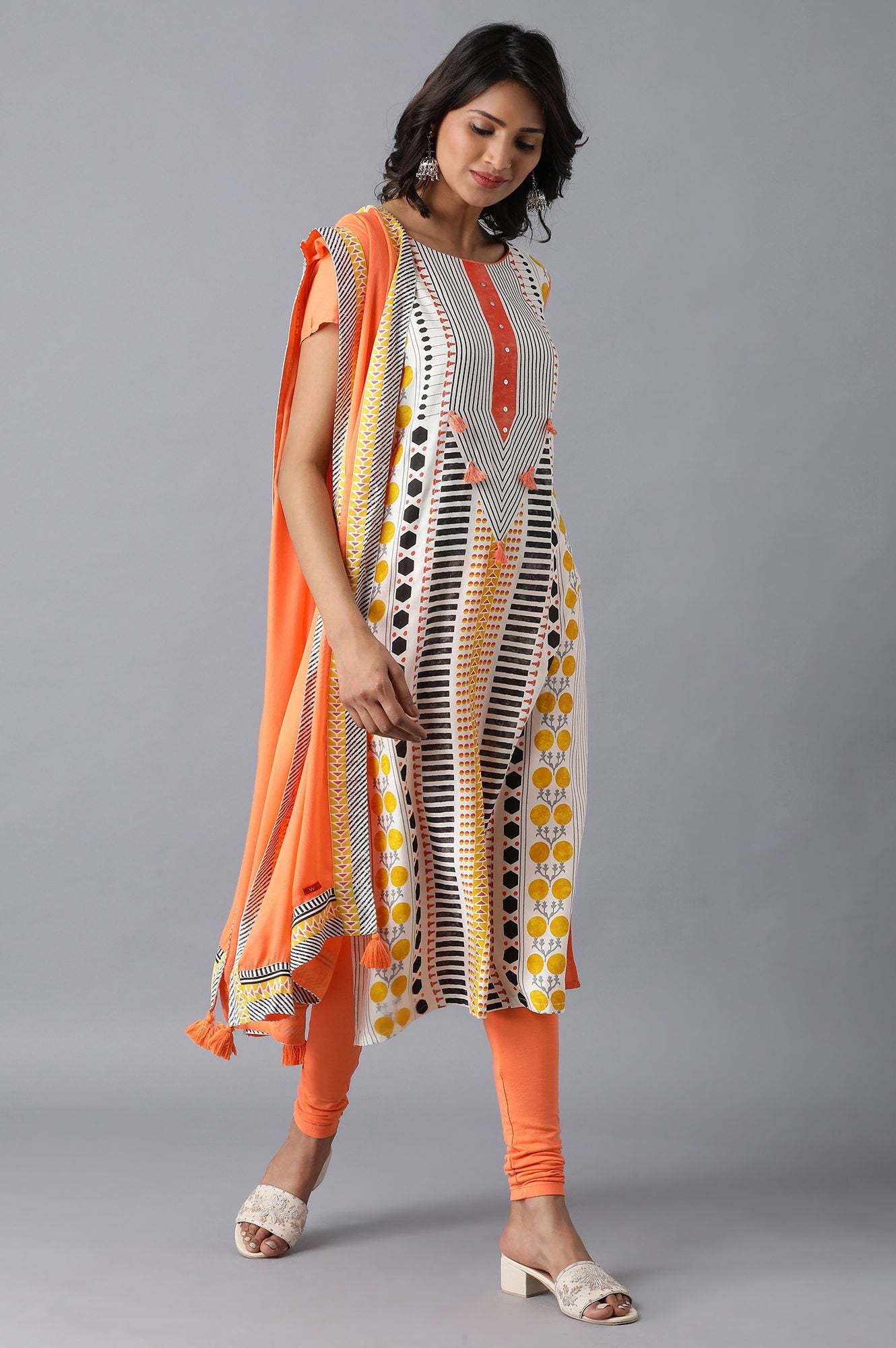 Multicolor Round Neck Printed kurta