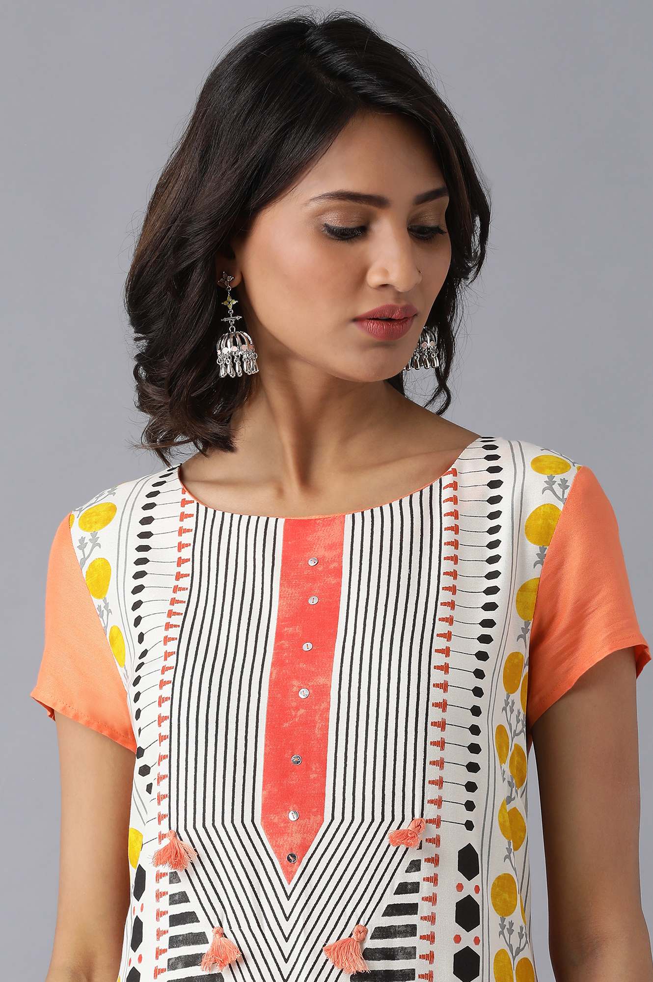 Multicolor Round Neck Printed kurta