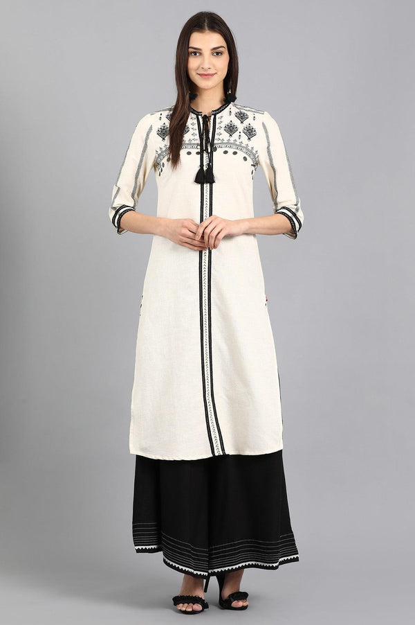 Off-White Mandarin Neck kurta