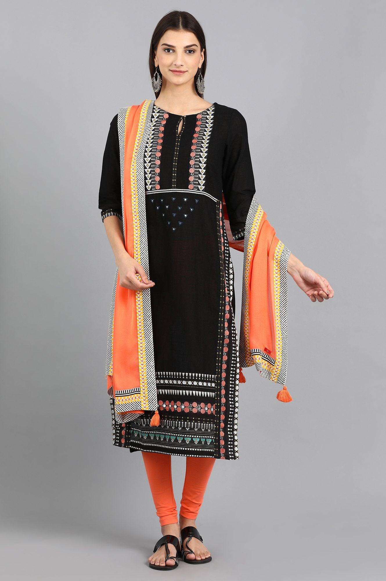 Blue Mandarin Neck Printed kurta - wforwoman