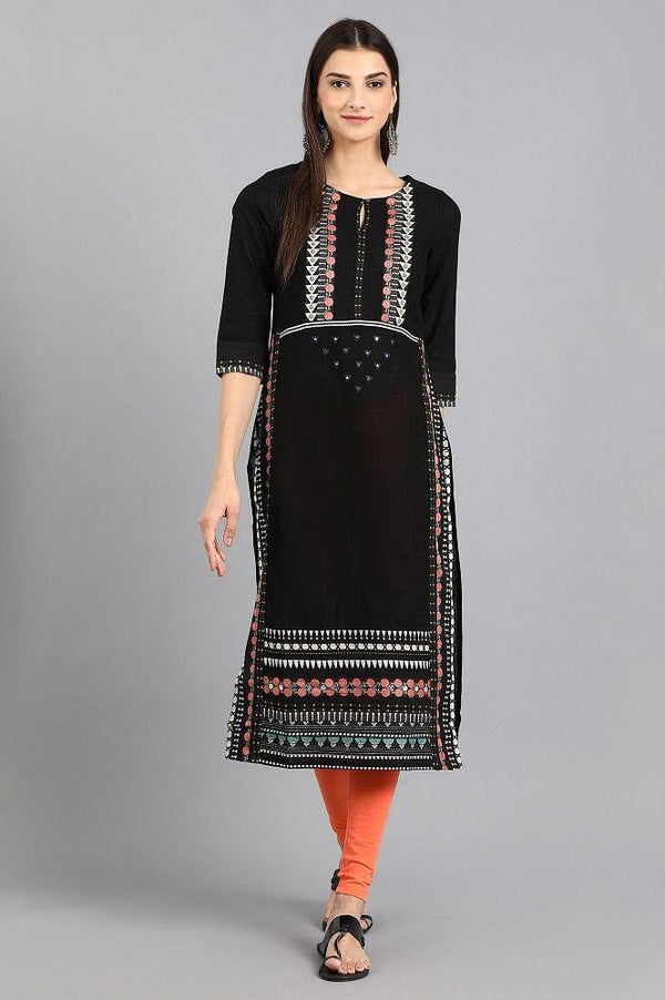 Black Round Neck kurta