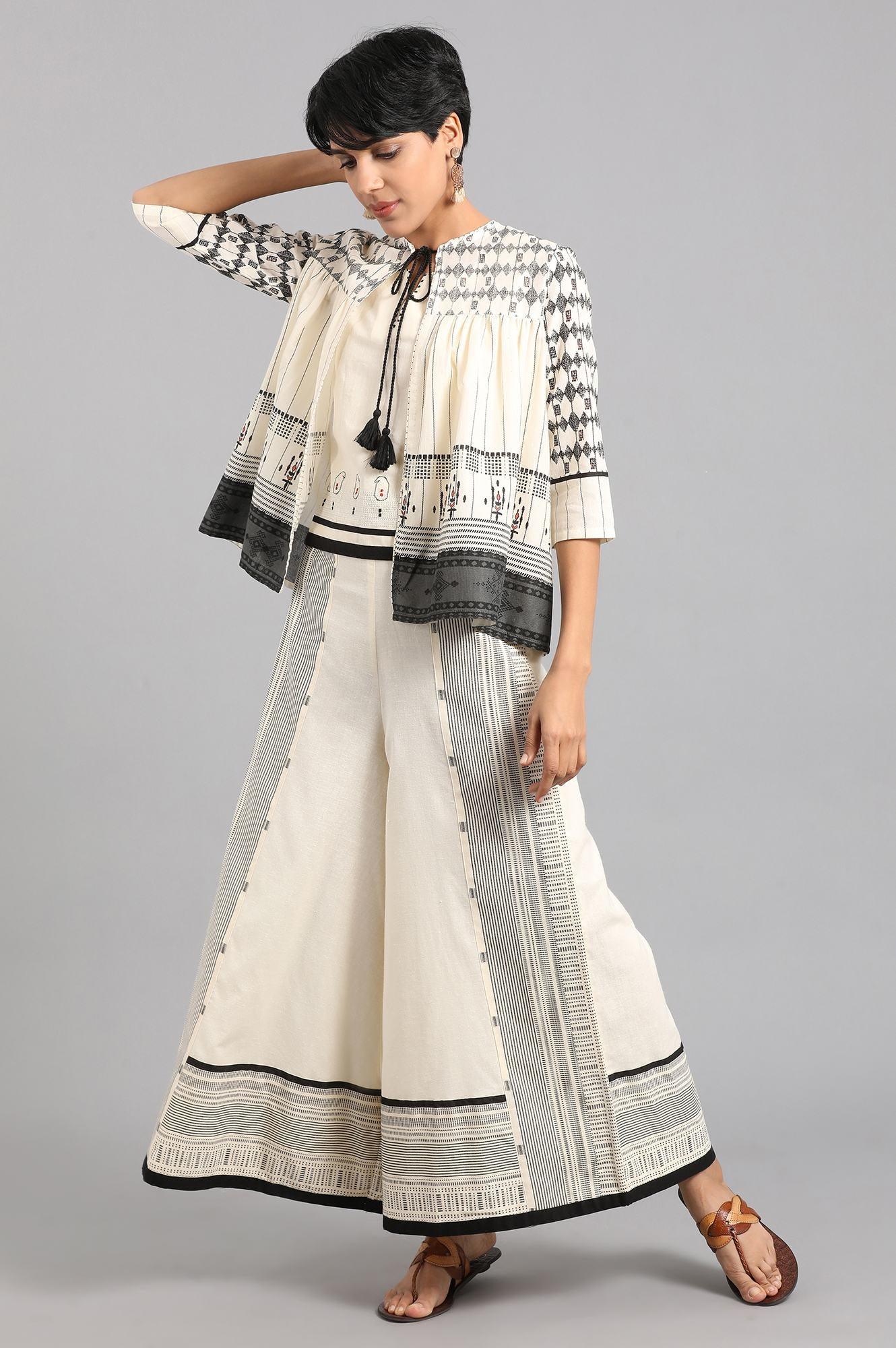 Ecru Open Front Layered Top - wforwoman