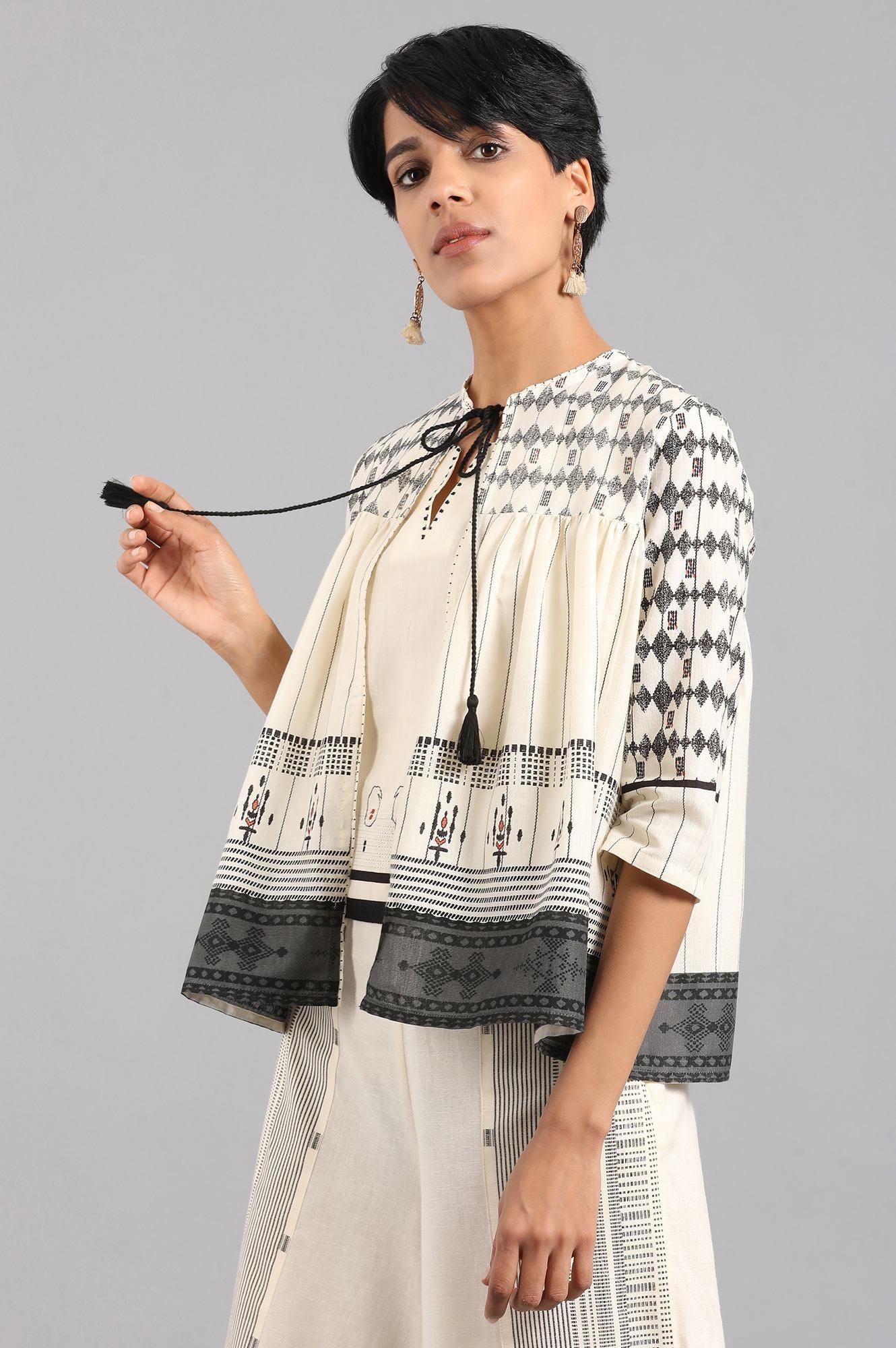 Ecru Open Front Layered Top - wforwoman