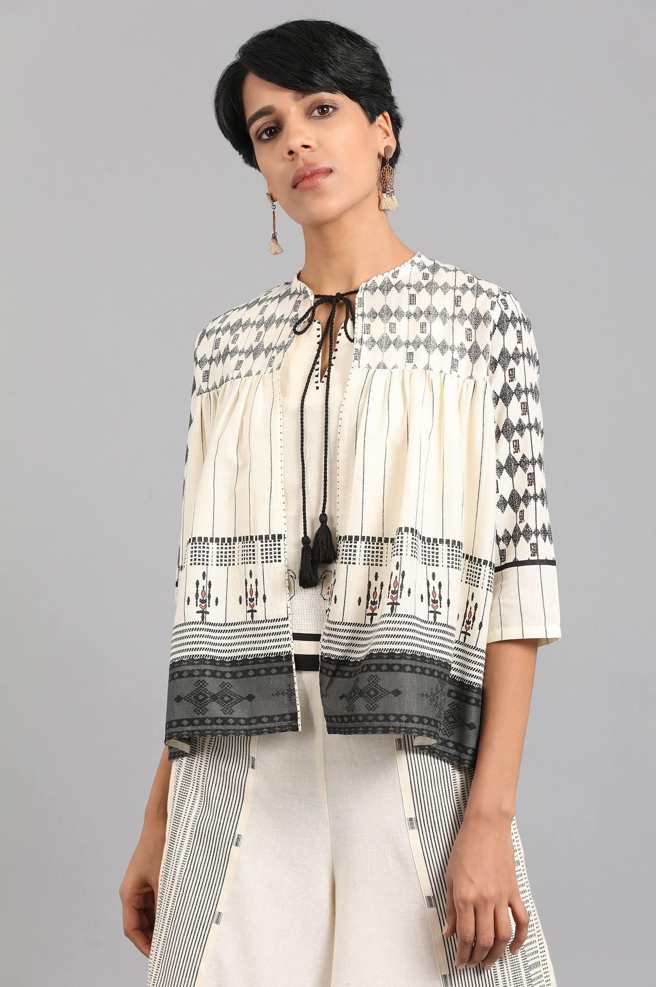 Ecru Open Front Layered Top - wforwoman