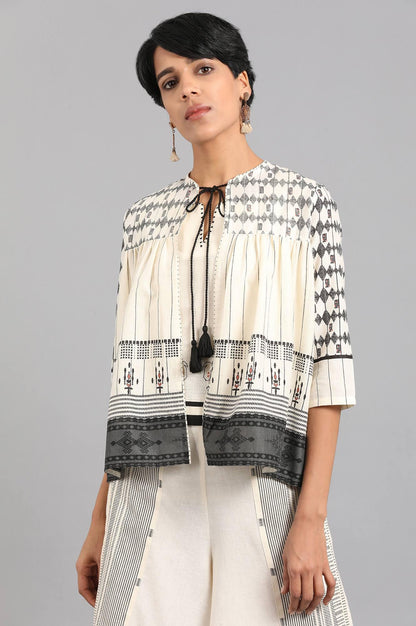 Ecru Open Front Layered Top - wforwoman