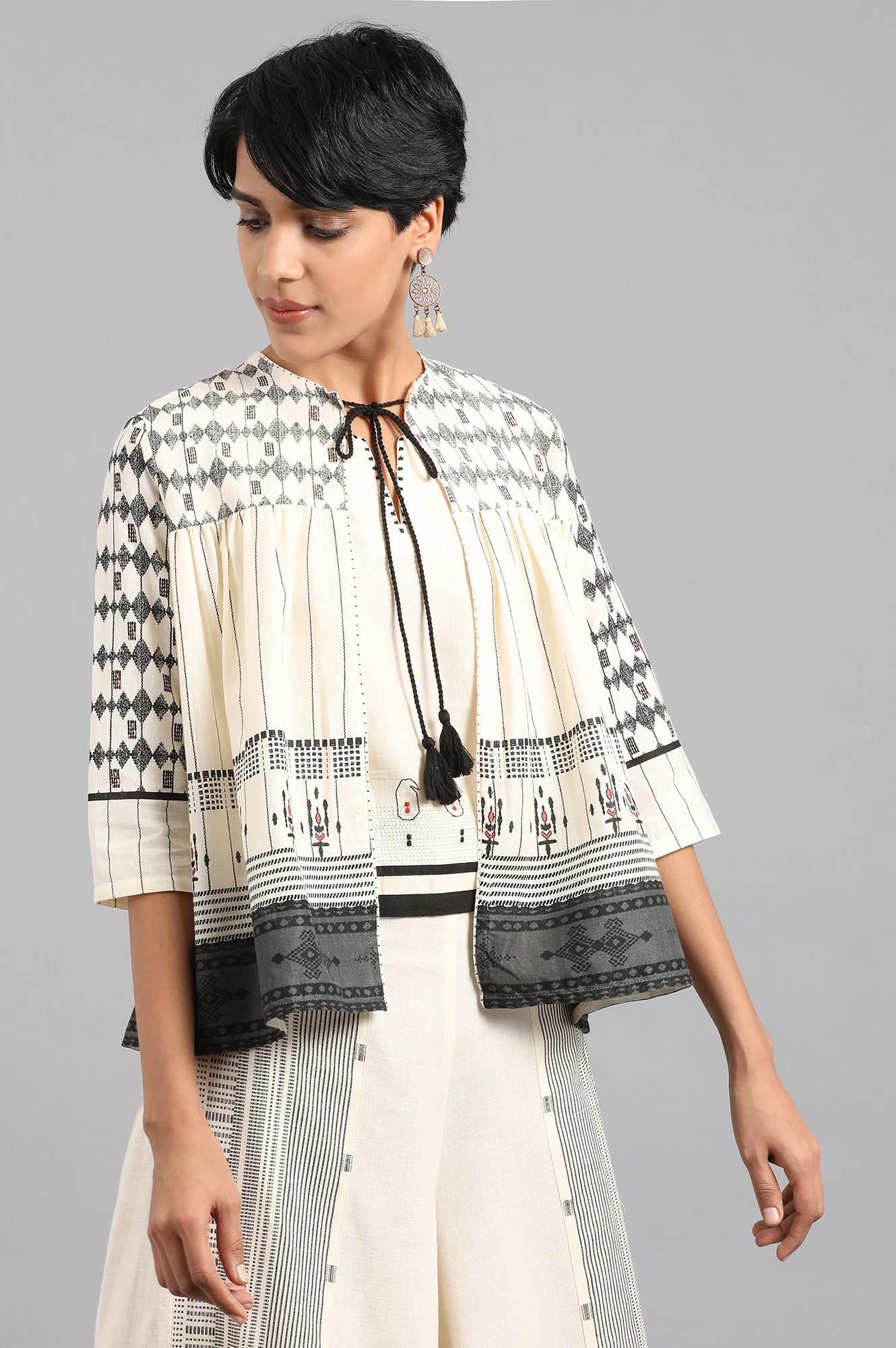 Ecru Open Front Layered Top - wforwoman