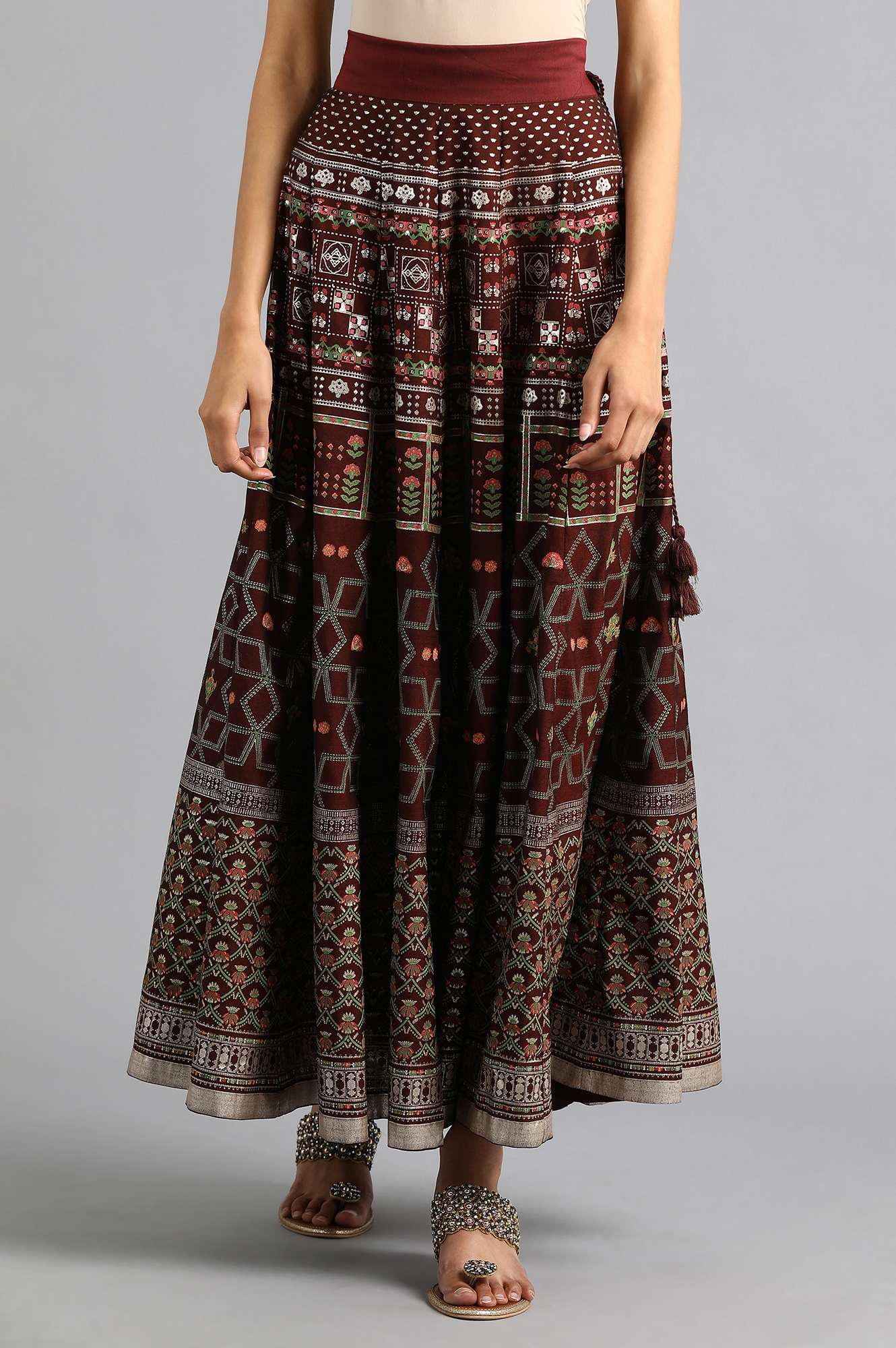 Wine Printed Skirt