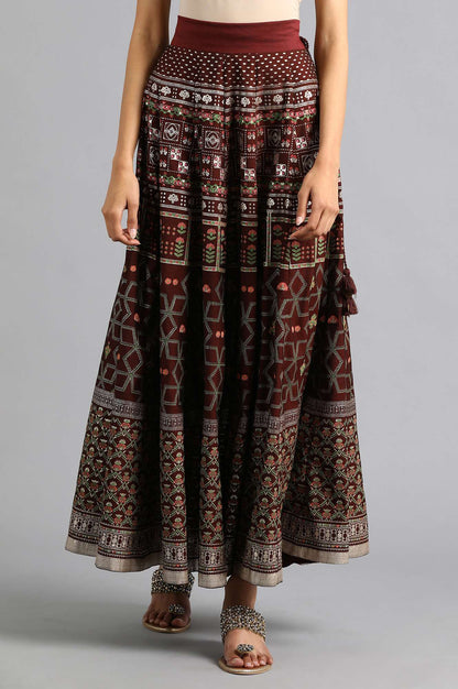 Wine Printed Skirt