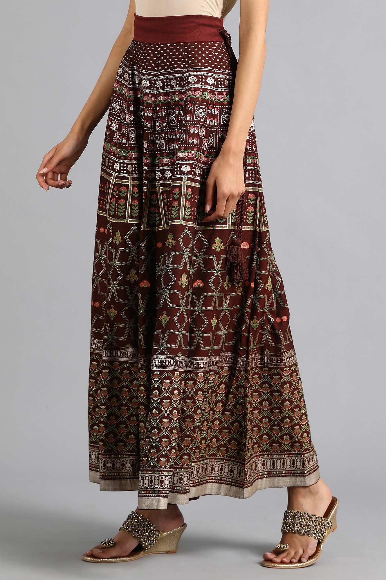 Wine Printed Skirt
