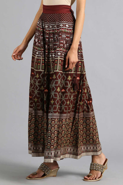 Wine Printed Skirt