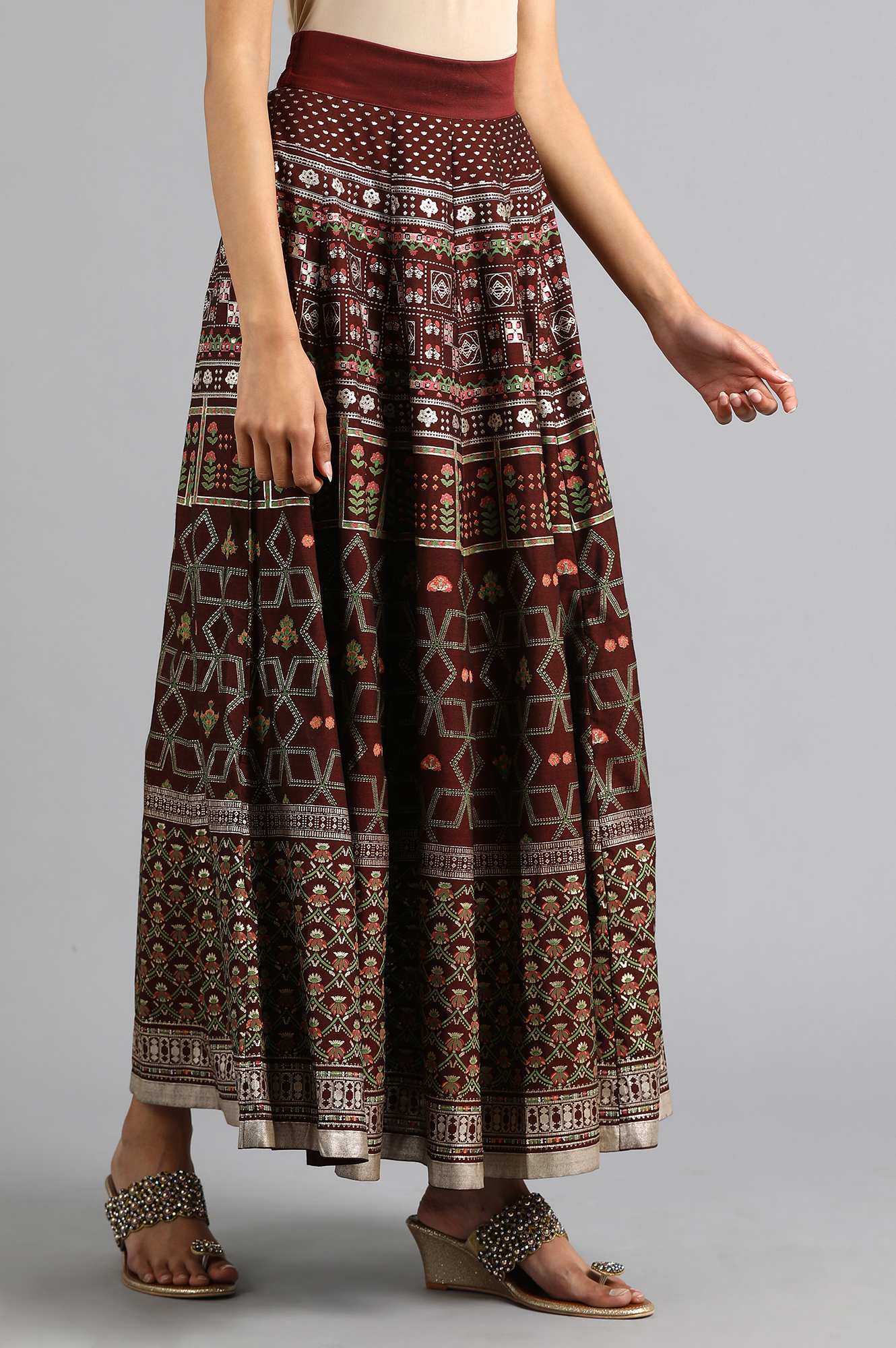 Wine Printed Skirt