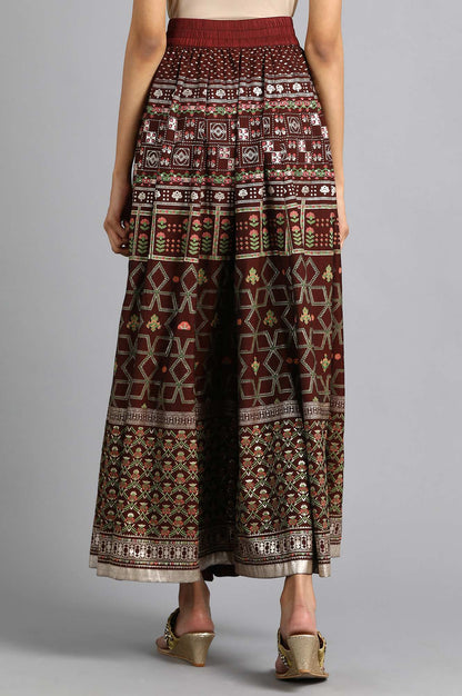 Wine Printed Skirt