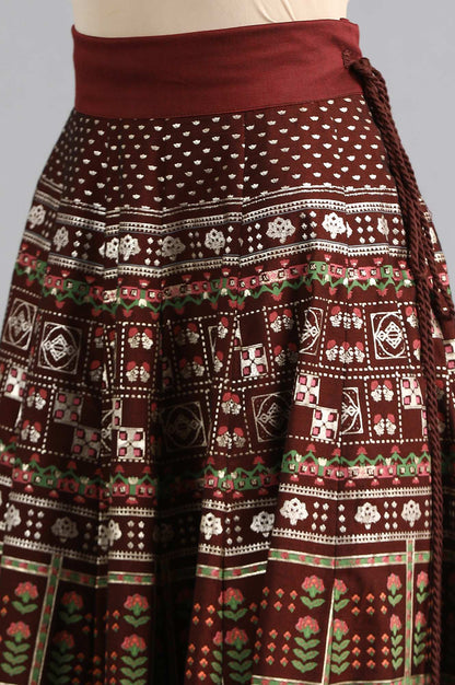 Wine Printed Skirt