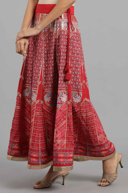 Red Printed Skirt