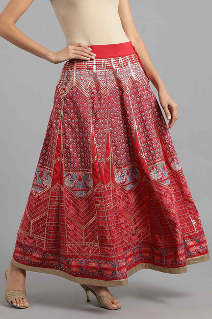 Red Printed Skirt