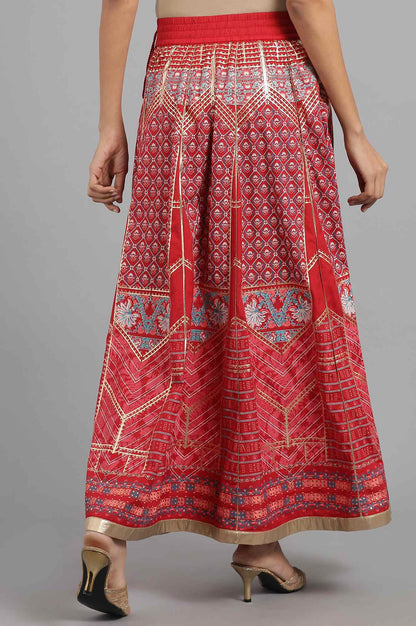 Red Printed Skirt