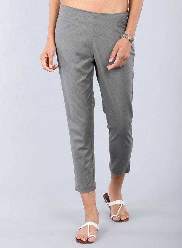 Grey Ankle-Length Trousers