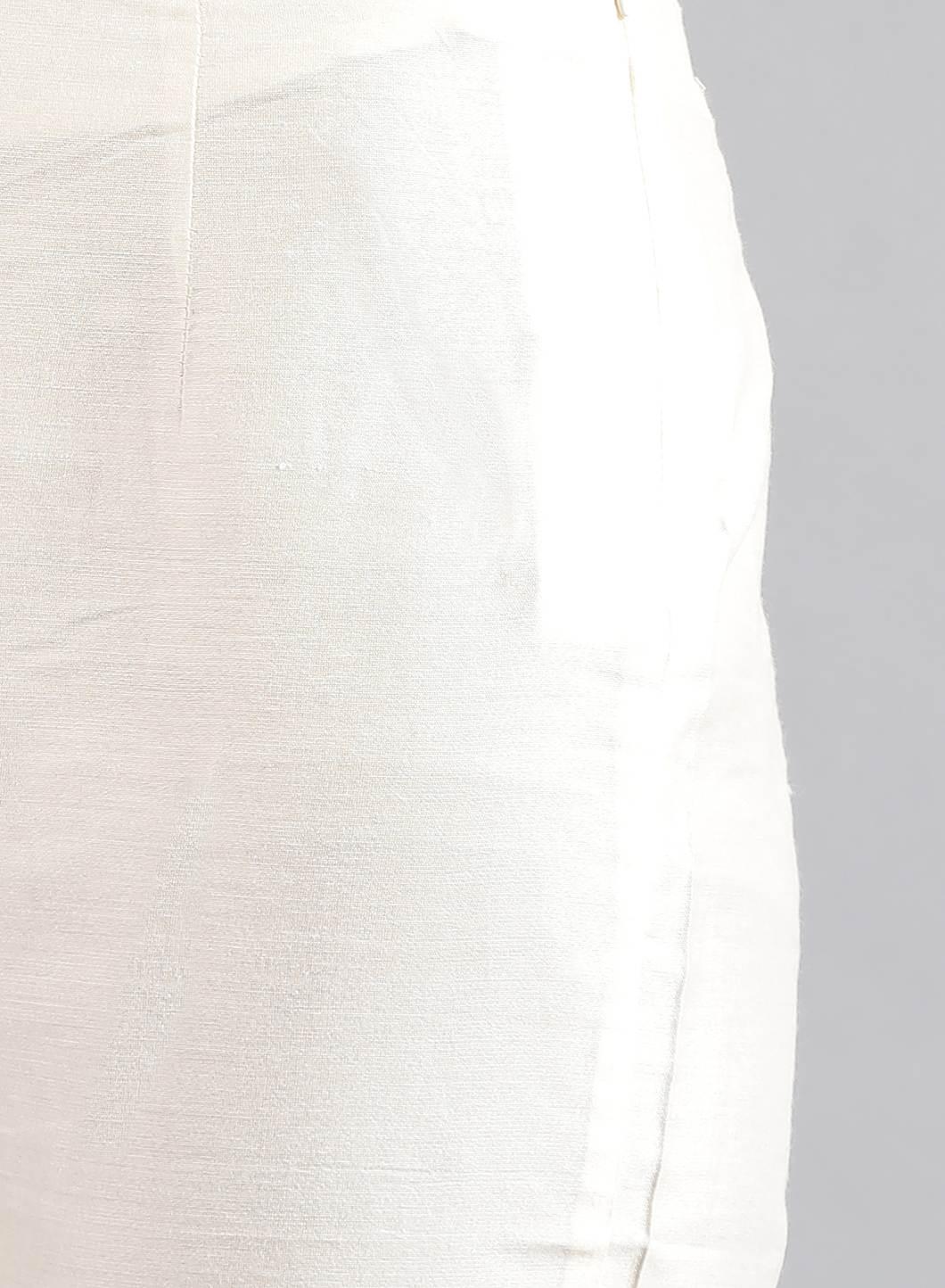 White Solid Trousers - wforwoman