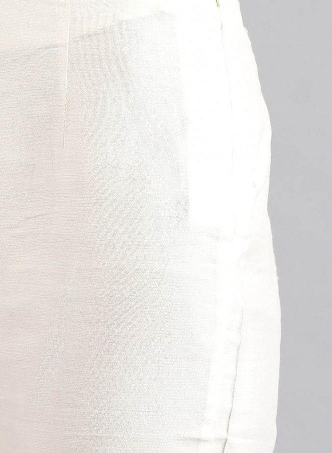 White Solid Trousers - wforwoman