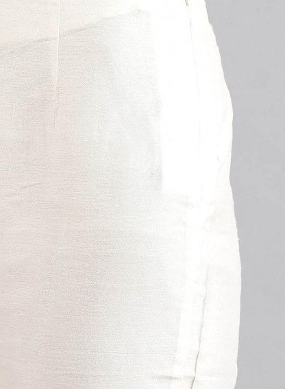 White Solid Trousers - wforwoman
