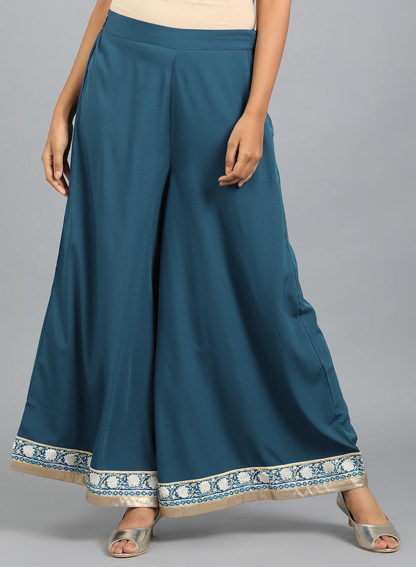 Blue Solid Culottes