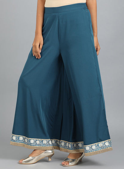 Blue Solid Culottes
