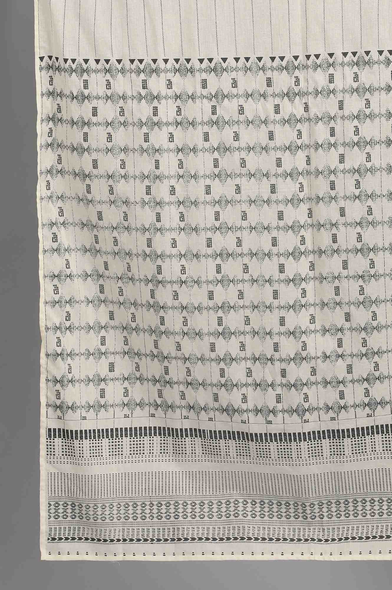 Off-White Voile Printed Drape