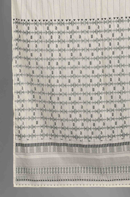 Off-White Voile Printed Drape