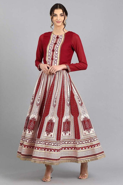 Maroon Round Neck kurta Set - wforwoman