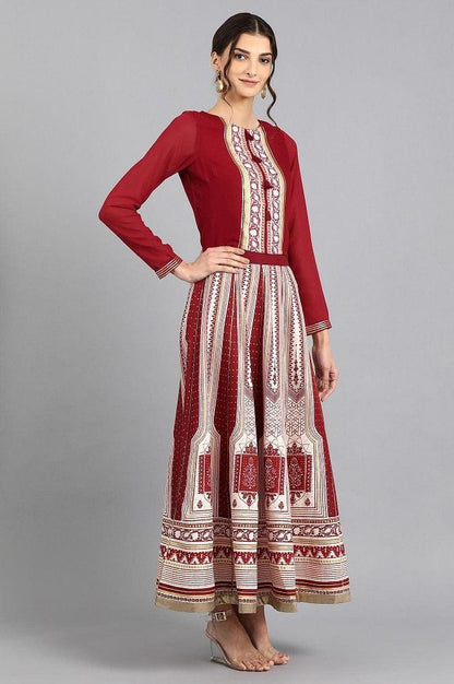 Maroon Round Neck kurta Set - wforwoman