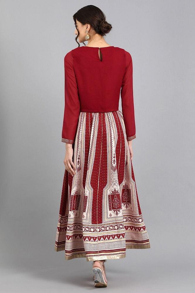 Maroon Round Neck kurta Set - wforwoman