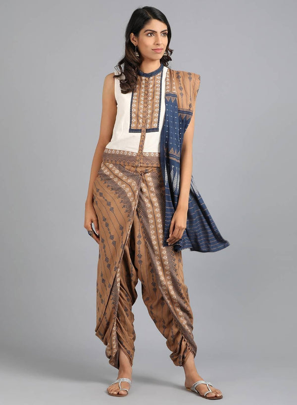 Gold Mandarin Neck Embellished Gypsuit