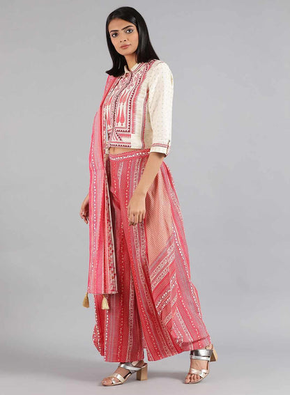 Ecru &amp; Pink Printed Gypsuit - wforwoman