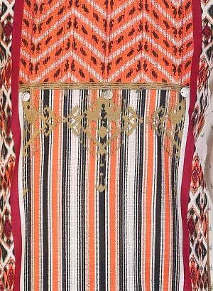 White &amp; Maroon Round Neck Printed kurta - wforwoman