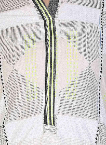 Off-White Mandarin Neck Parrot Print kurta - wforwoman