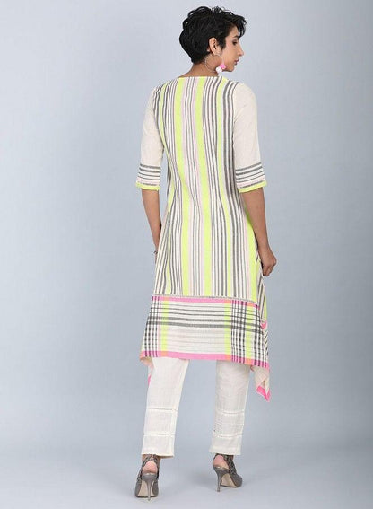 Grey Round Neck Printed kurta - wforwoman