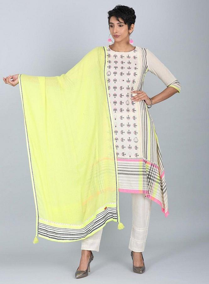 Grey Round Neck Printed kurta - wforwoman