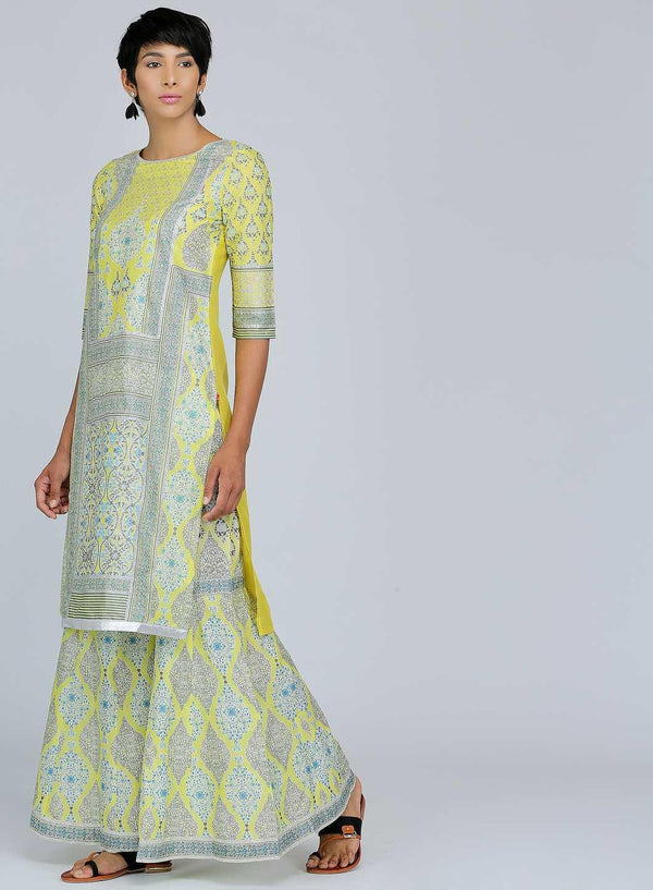 Green Round Neck Printed kurta