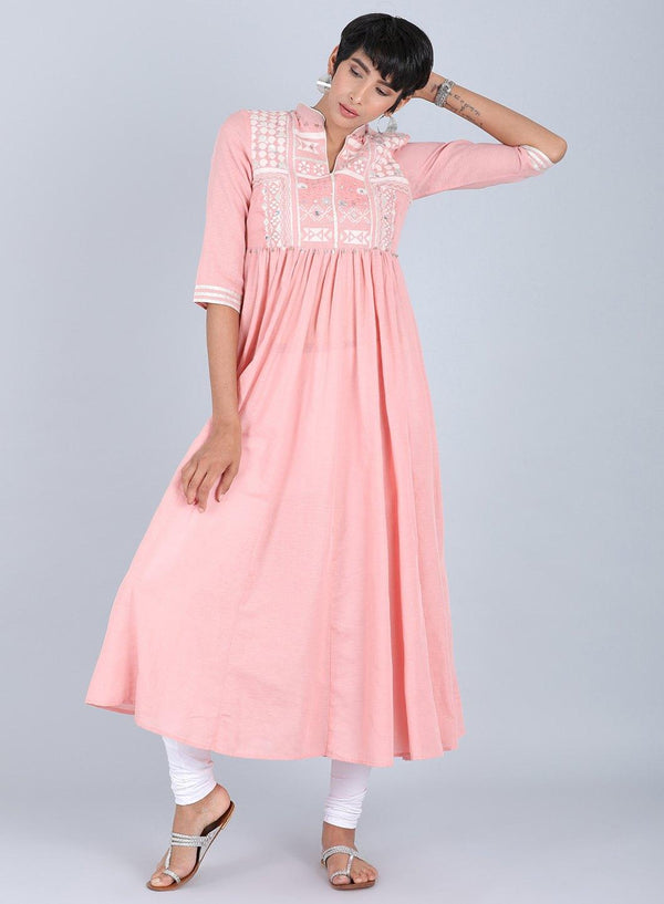 Pink Mandarin Neck kurta
