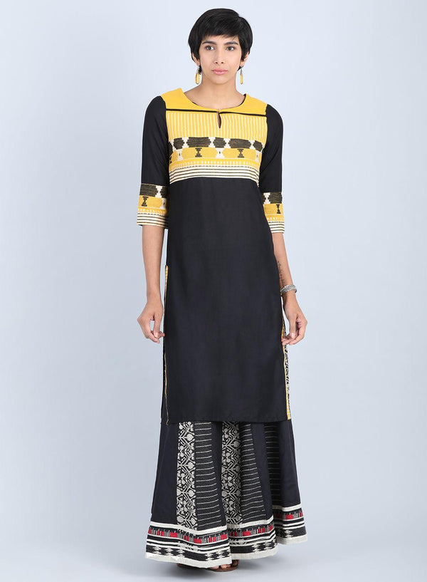 Black Round Neck Straight kurta